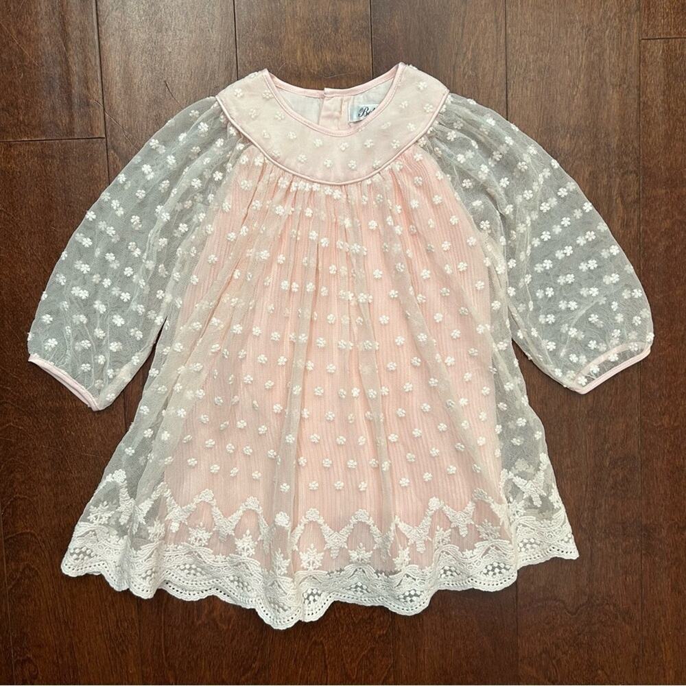 Bebe by Minihaha Pink with Lt Pink Lace Girl’s Dress, Size 1 (12-18 Months) NWOT
